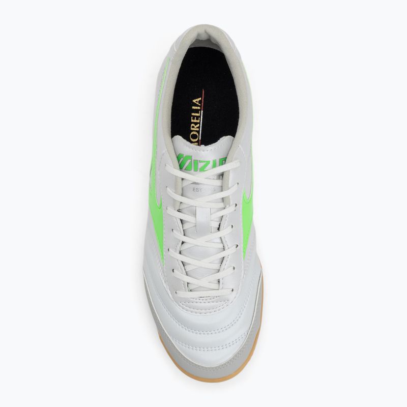 Кросівки футбольні чоловічі Mizuno Morelia Sala Pro IN white/neon green/galaxy silver 5