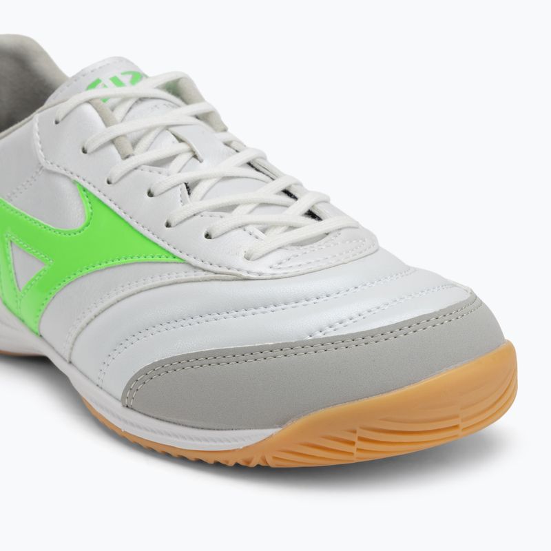 Кросівки футбольні чоловічі Mizuno Morelia Sala Pro IN white/neon green/galaxy silver 7