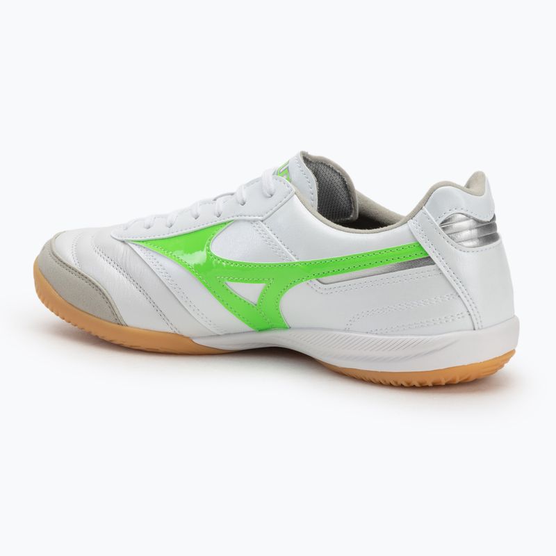 Кросівки футбольні чоловічі Mizuno Morelia Sala Elite IN white/neon green/galaxy silver 3