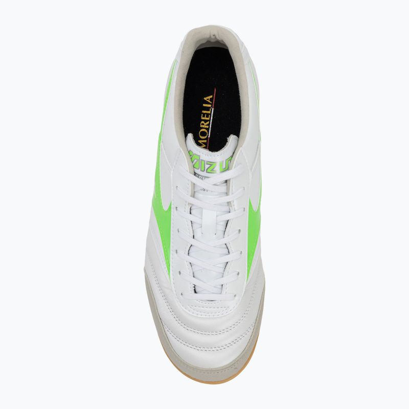 Кросівки футбольні чоловічі Mizuno Morelia Sala Elite IN white/neon green/galaxy silver 5