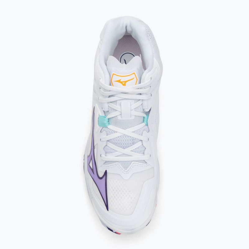 Жіноче волейбольне взуття Mizuno Wave Lightning Z8 Mid біле/фіолетове індиго/camelliaros 5