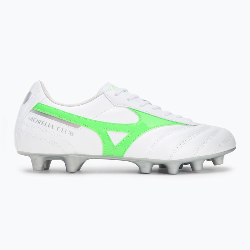 Кросівки футбольні чоловічі Mizuno Morelia II Club Md white/neon green/galaxy silver 2