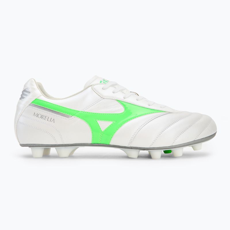 Кросівки футбольні чоловічі Mizuno Morelia II Elite Md white/neon green/galaxy silver 2