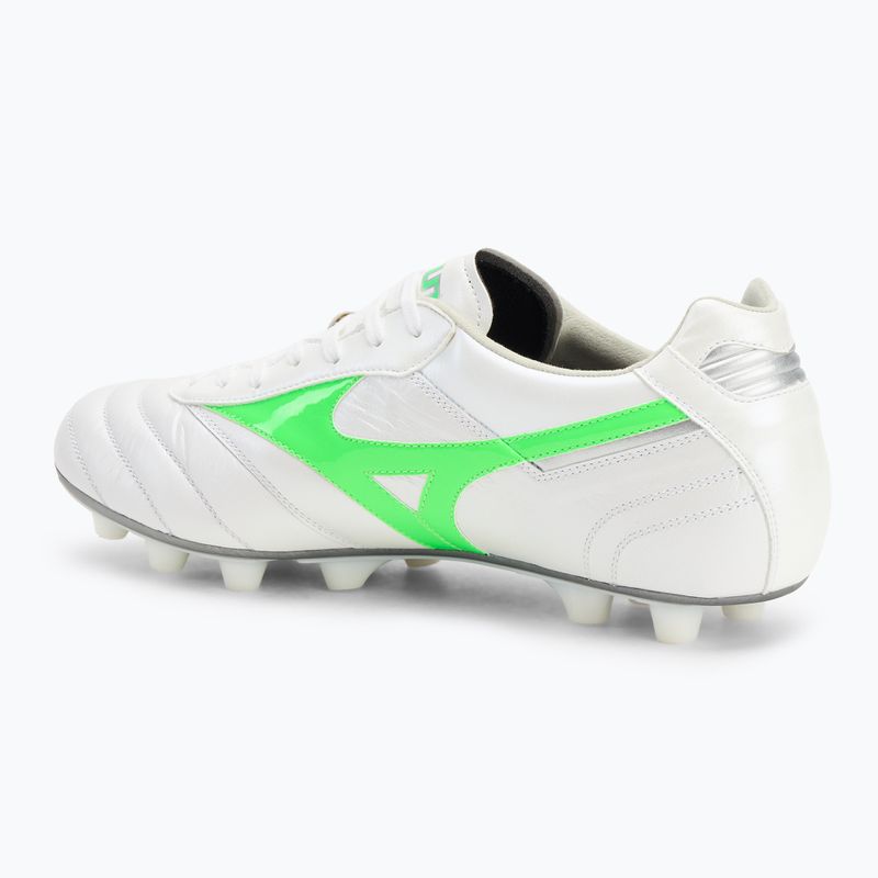 Кросівки футбольні чоловічі Mizuno Morelia II Elite Md white/neon green/galaxy silver 3