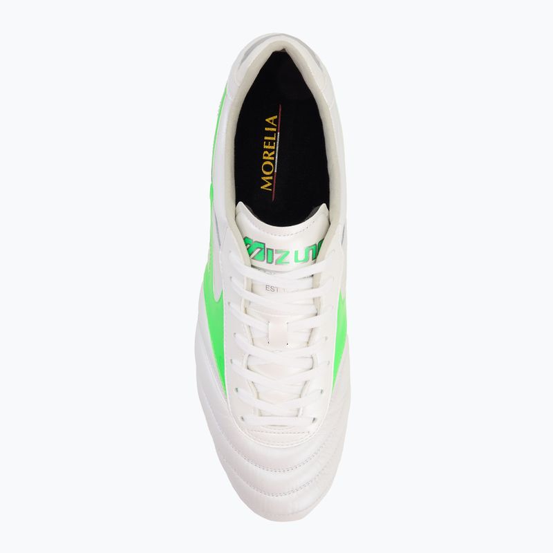 Кросівки футбольні чоловічі Mizuno Morelia II Elite Md white/neon green/galaxy silver 5