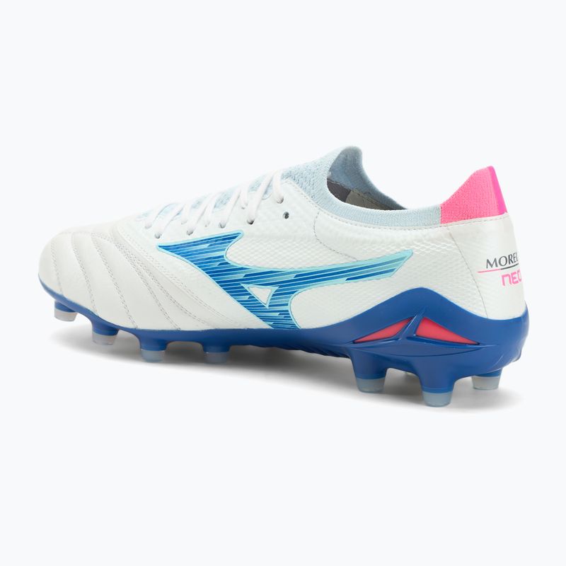 Кросівки футбольні чоловічі Mizuno Morelia Neo IV Β Elite MD white/tanager turquoise/pink tetra 3