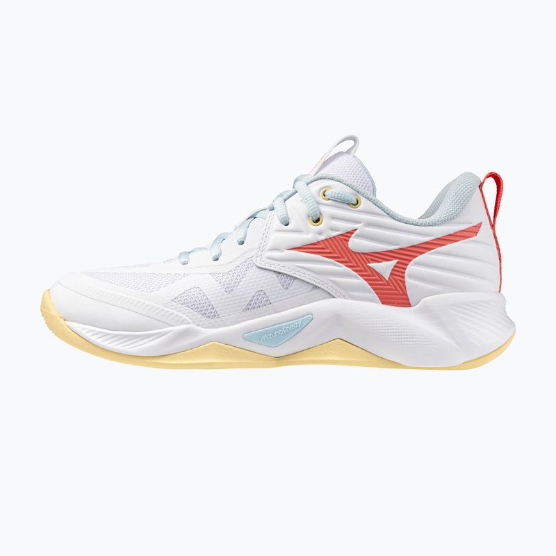 Кросівки волейбольні жіночі Mizuno Wave Momentum Pro white/calypso coral/pale banan 2