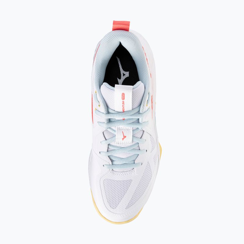 Кросівки волейбольні жіночі Mizuno Wave Momentum Pro white/calypso coral/pale banan 5