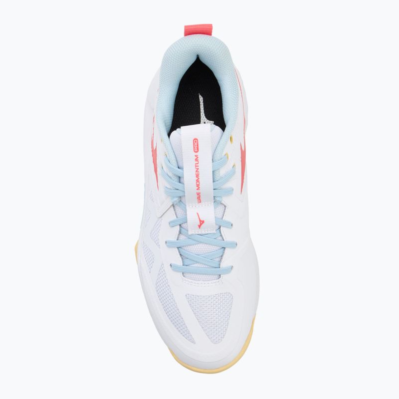 Кросівки волейбольні жіночі Mizuno Wave Momentum Pro white/calypso coral/pale banan 5