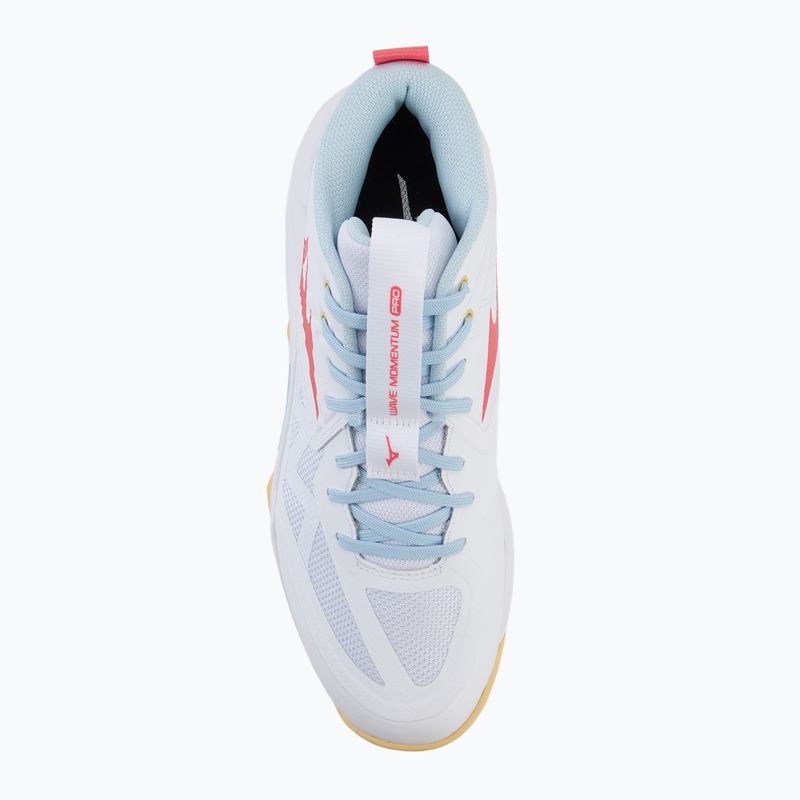 Кросівки волейбольні жіночі Mizuno Wave Momentum Pro Mid white/calypso coral/pale banan 5