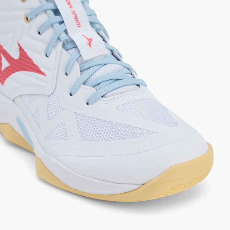 Кросівки волейбольні жіночі Mizuno Wave Momentum Pro Mid white/calypso coral/pale banan 7