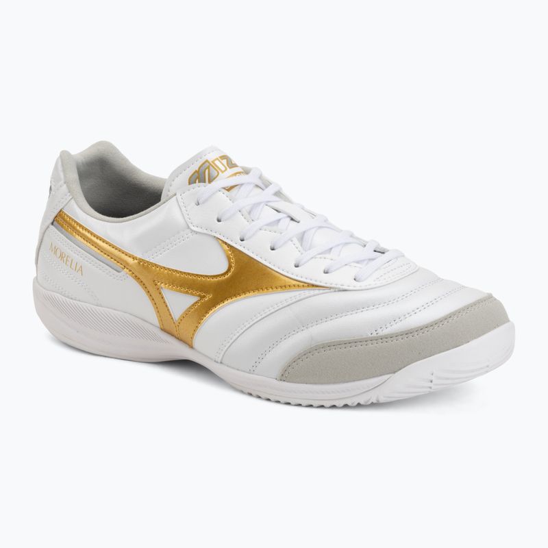 Кросівки футбольні Mizuno Morelia Sala Elite IN white/football gold/galaxy sil