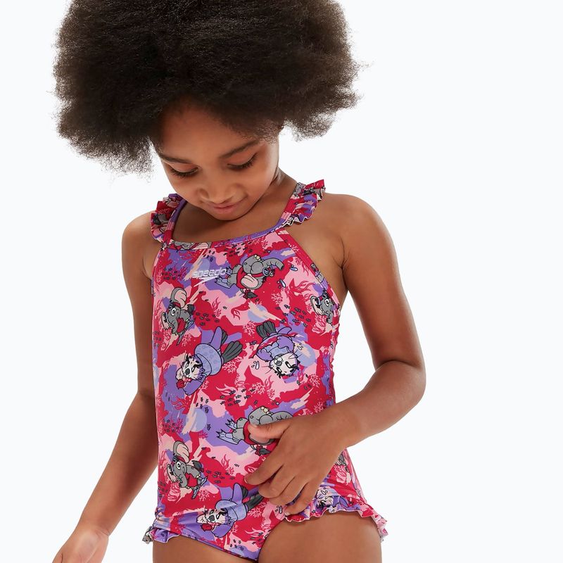 Купальник суцільний дитячий Speedo Learn To Swim Printed Frill Thinstrap cherry pink/sweet taro/hellium 5