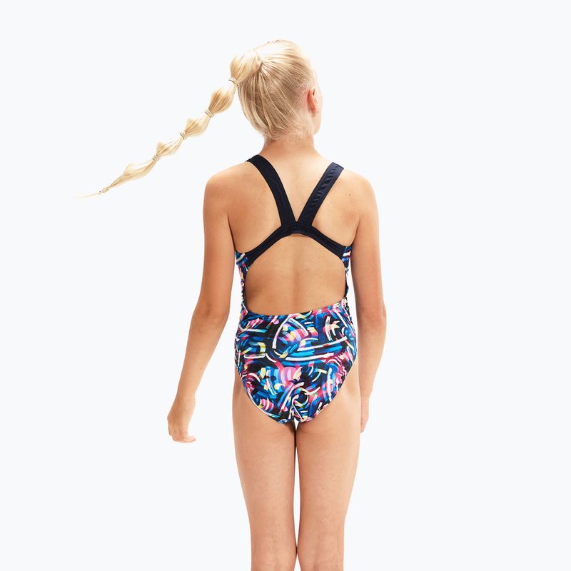 Купальник суцільний дитячий  Speedo Digital Allover Leaderback блакитно-чорний 8-1237714743 4