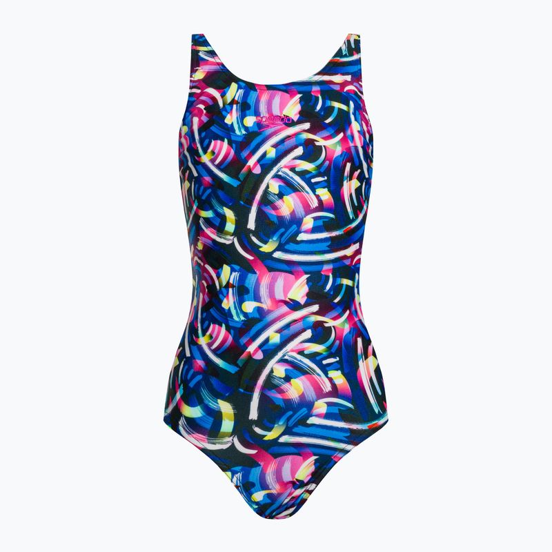 Купальник суцільний дитячий  Speedo Digital Allover Leaderback блакитно-чорний 8-1237714743