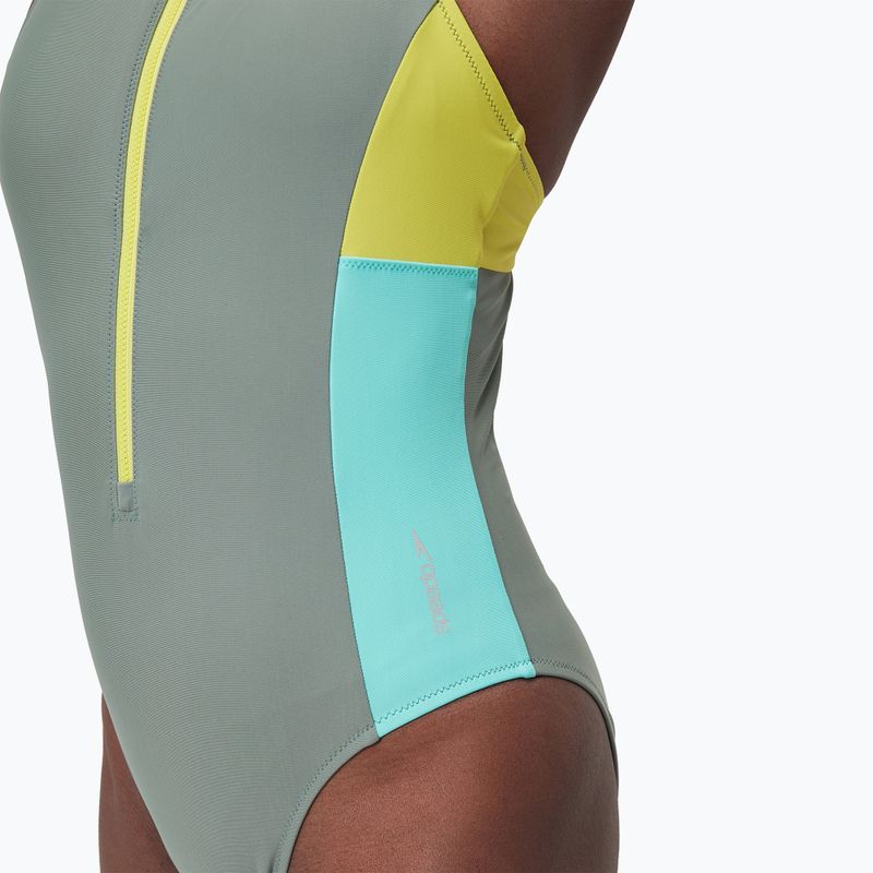 Купальник суцільний жіночий Speedo Zip Colorblock soft olive 4