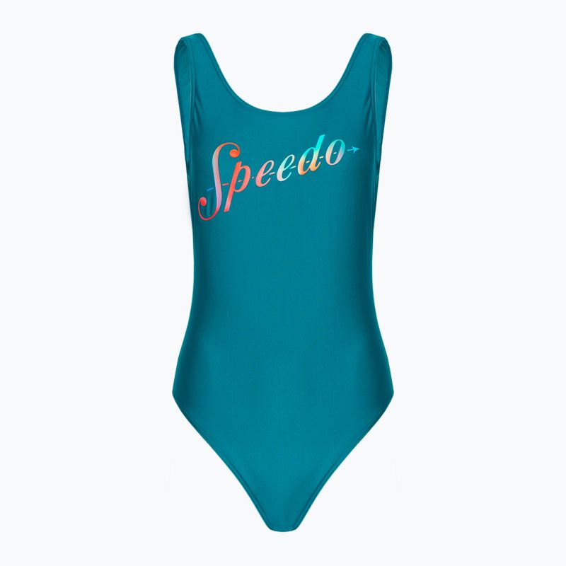 Купальник суцільний жіночий Speedo Logo Deep U-Back peacock/pumpkin spice/marine blue