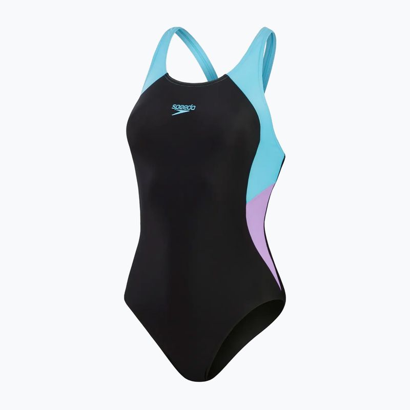 Купальник суцільний жіночий Speedo Colourblock Splice Muscleback black/sweet purple/picton blue 2