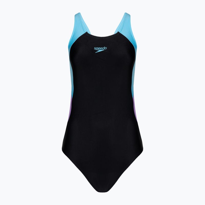 Купальник суцільний жіночий Speedo Colourblock Splice Muscleback black/sweet purple/picton blue