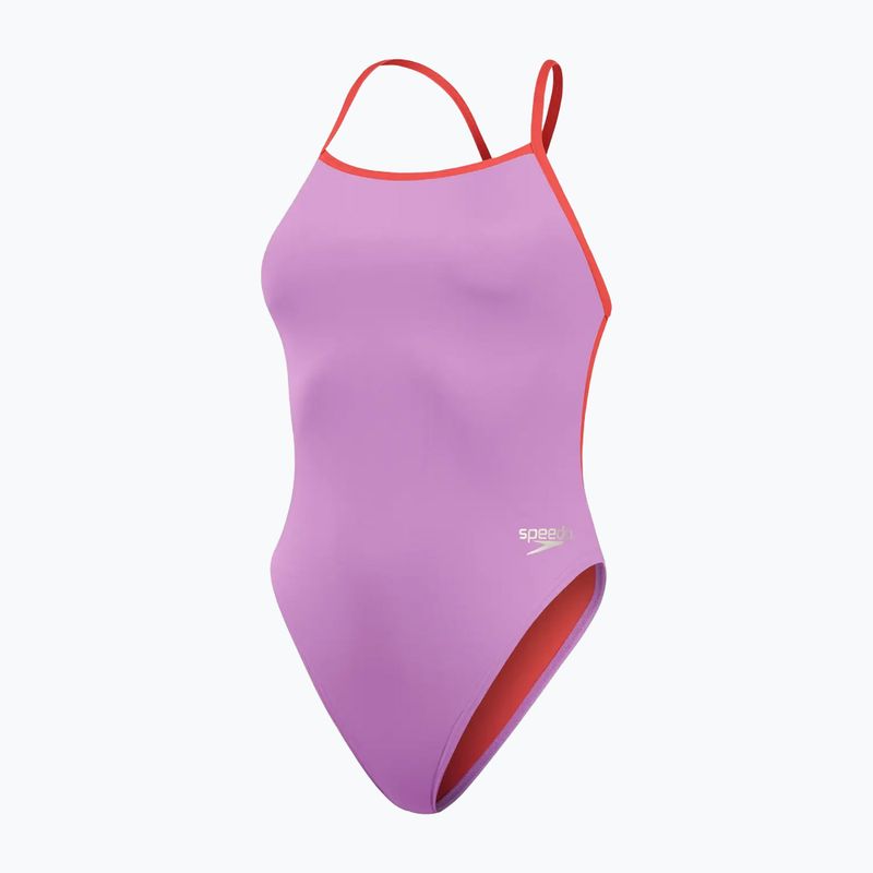 Купальник суцільний жіночий Speedo Solid Tie Back sweet purple/watermelon 2