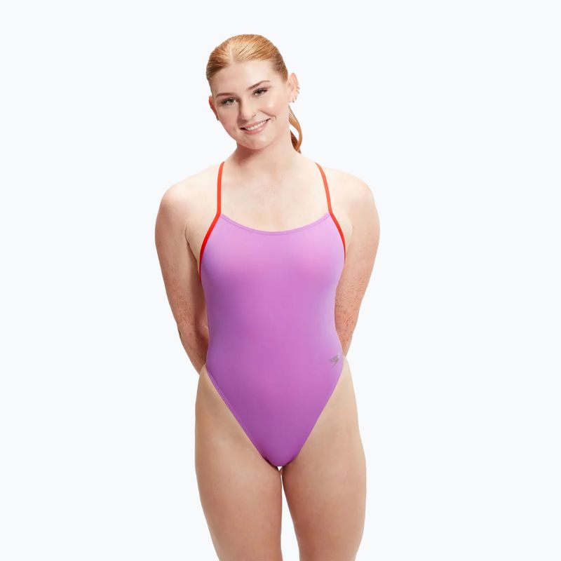 Купальник суцільний жіночий Speedo Solid Tie Back sweet purple/watermelon 6