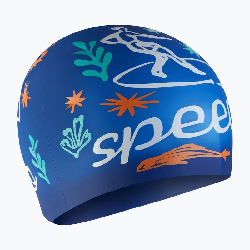 Шапочка для плавання дитяча Speedo Junior Printed Silicone zafre blue/white