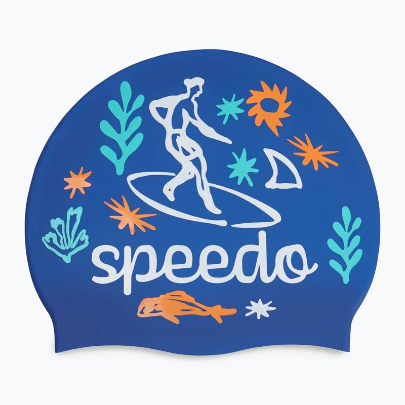 Шапочка для плавання дитяча Speedo Junior Printed Silicone zafre blue/white 2