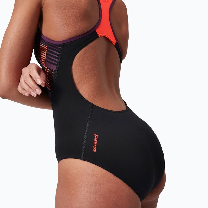 Купальник суцільний Speedo Placement Laneback black/siren red/plum dandy 11