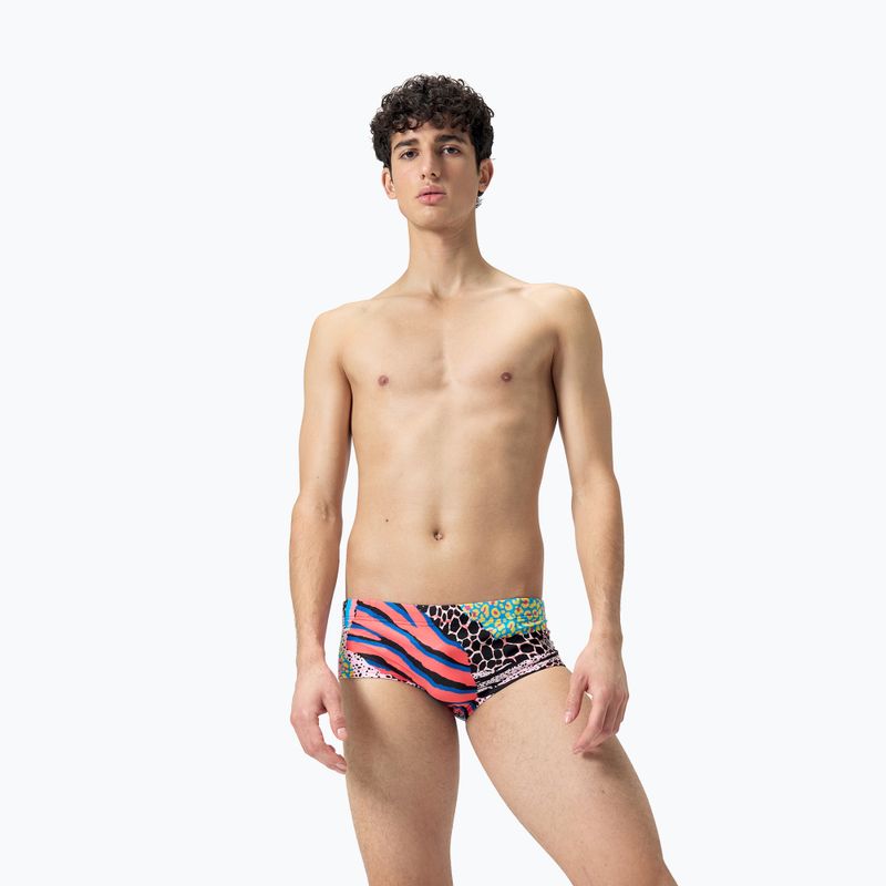 Чоловічі плавки Speedo 13,5 см Allover Training Club Brief плавальні боксери чорний/матча зелений/сирена червоний