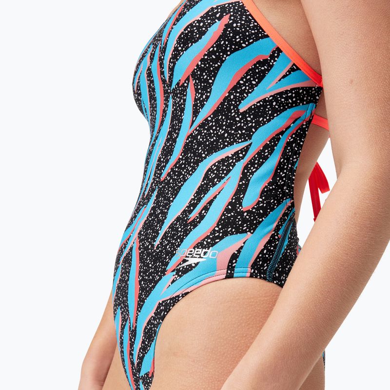 Злитий купальник Speedo Allover Digital Lattice Tie-Back чорний / синій / синьо-червоний 6