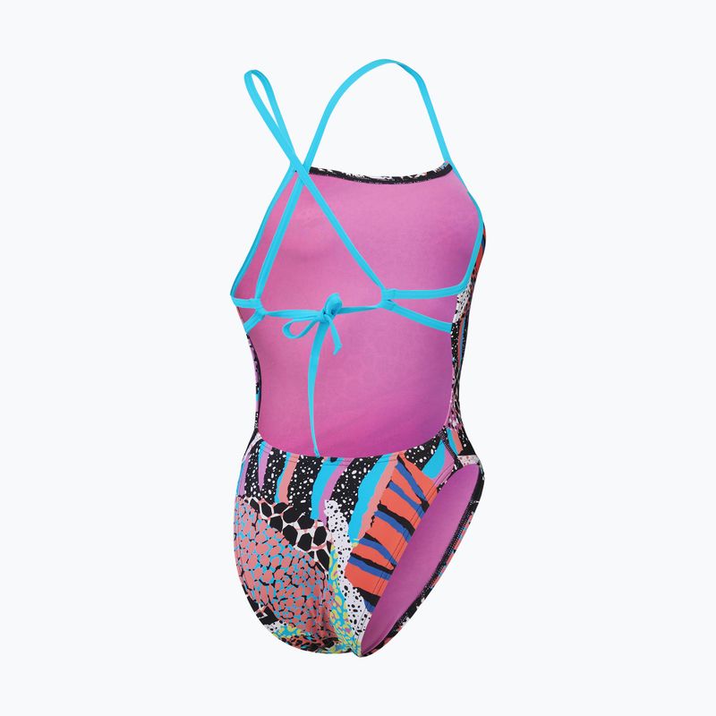 Злитий купальник Speedo Allover Digital Tie Back чорний / матча зелений / сирена червоний 2