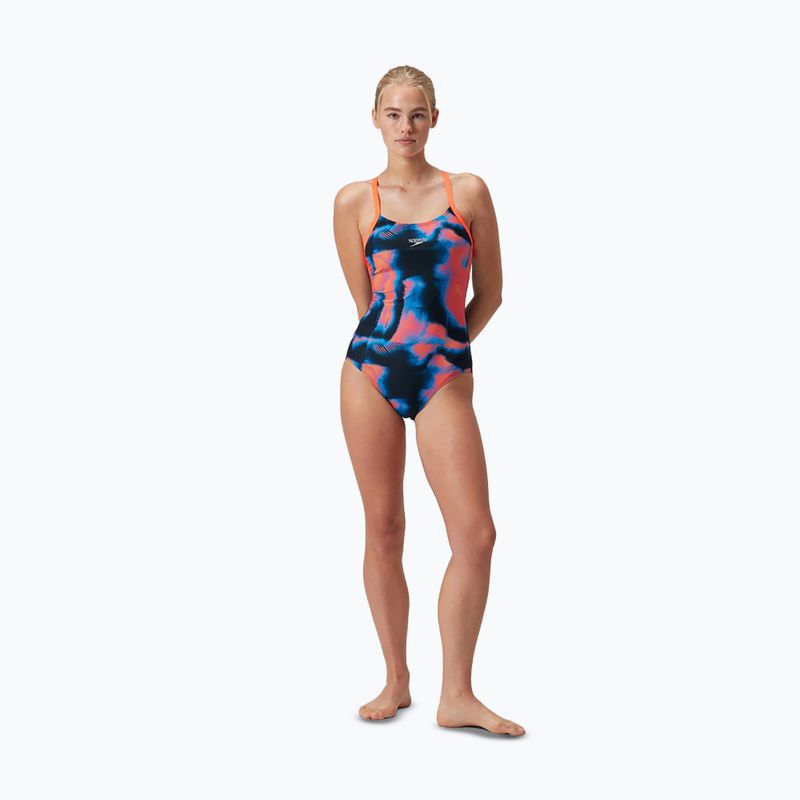 Купальник суцільний жіночий Speedo Allover Fixed Crossback true navy/siren red/punch blue 6