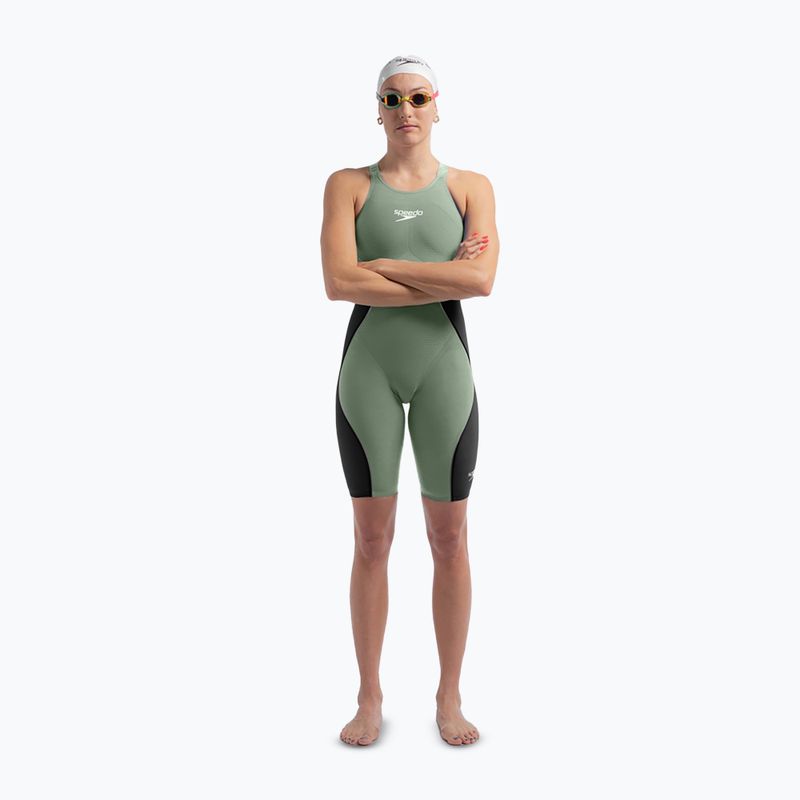 Купальник стартовий жіночий Speedo Fastskin LZR Pure Intent 2.0 Openback Kneeskin country green/black/tridescent 7