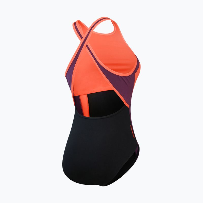 Купальник суцільний Speedo High Neck Splice Cross Back black/plum dandy/siren red 2