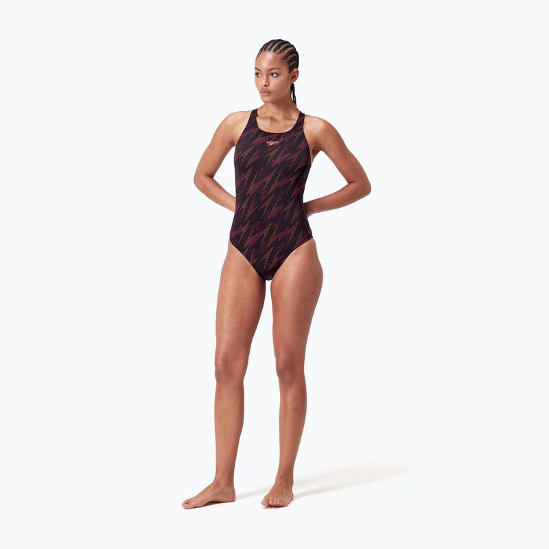 Купальник суцільний Speedo HyperBoom Allover Medalist black/plum dandy/siren red 2