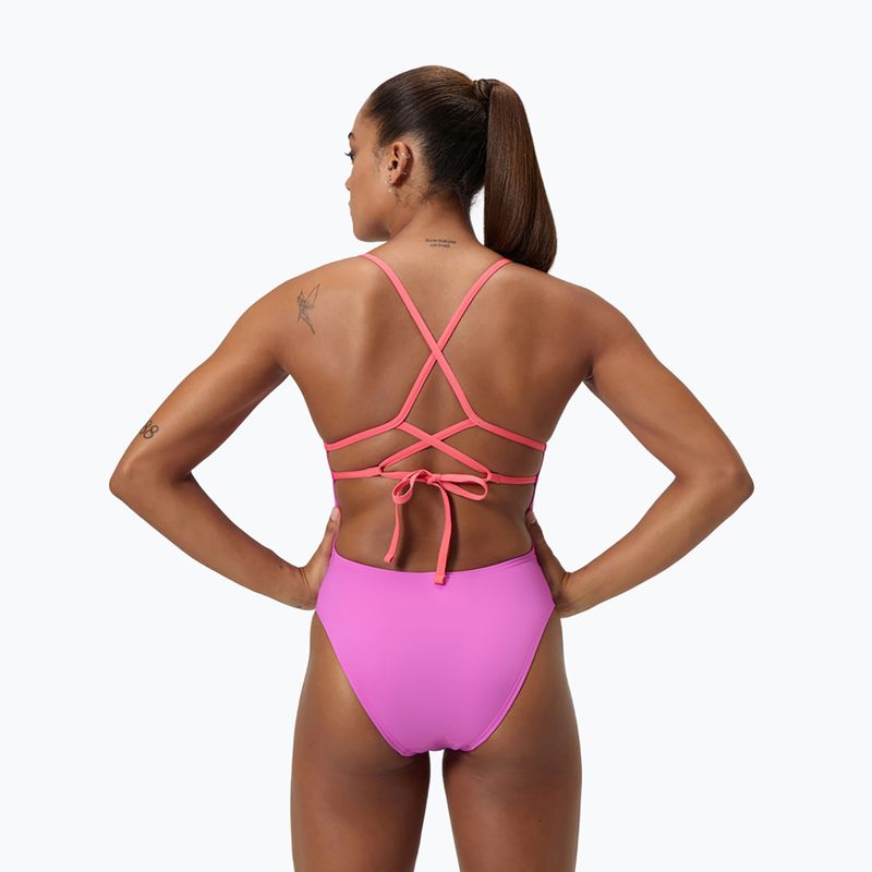 Купальник суцільний жіночий Speedo Solid Lattice Tie-Back neon violet 7
