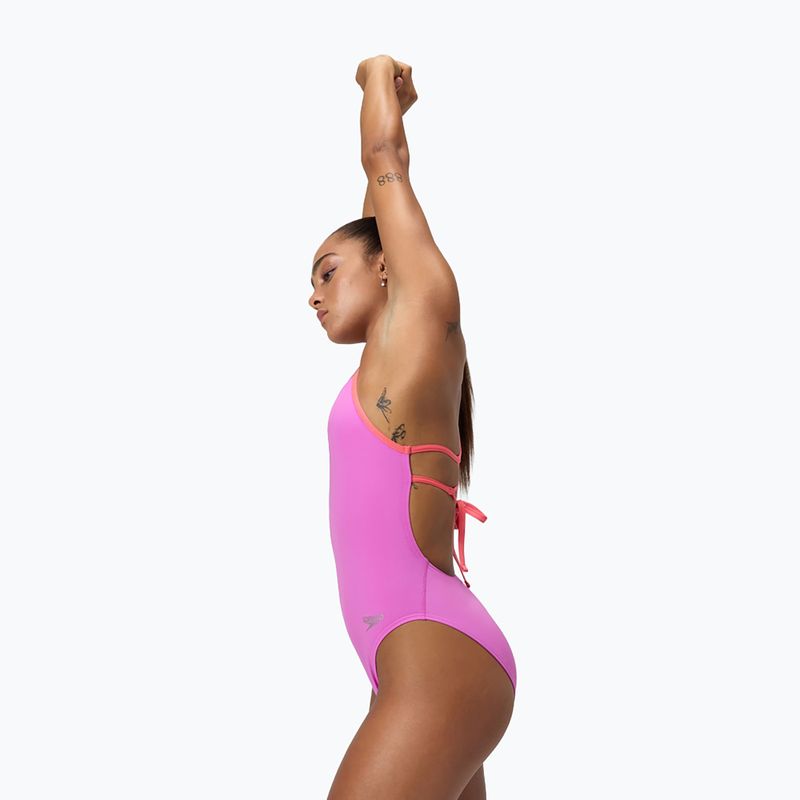 Жіночий суцільний купальник Speedo Solid Lattice Tie-Back neon violet 8