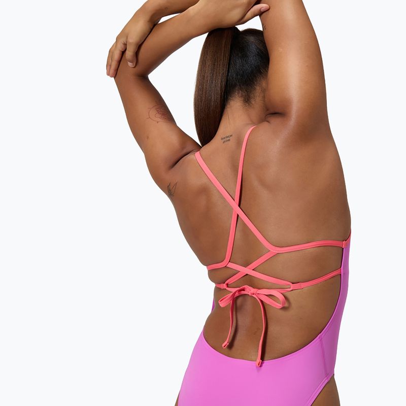 Жіночий суцільний купальник Speedo Solid Lattice Tie-Back neon violet 9