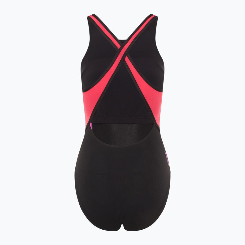 Купальник суцільний жіночий Speedo High Neck Splice Cross Back raspberry fill 2