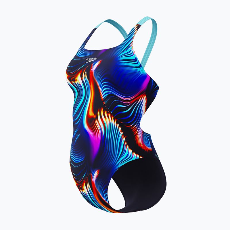 Купальник суцільний жіночий Speedo Allover Digital Leaderback lava blur/speedo black 3