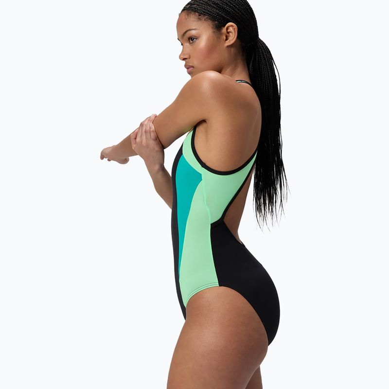 Купальник суцільний жіночий Speedo High Neck Splice Cross Back turquoise gem 4