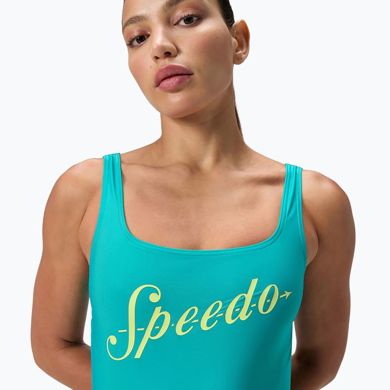 Купальник суцільний жіночий Speedo Logo Square Back turquoise gem 5