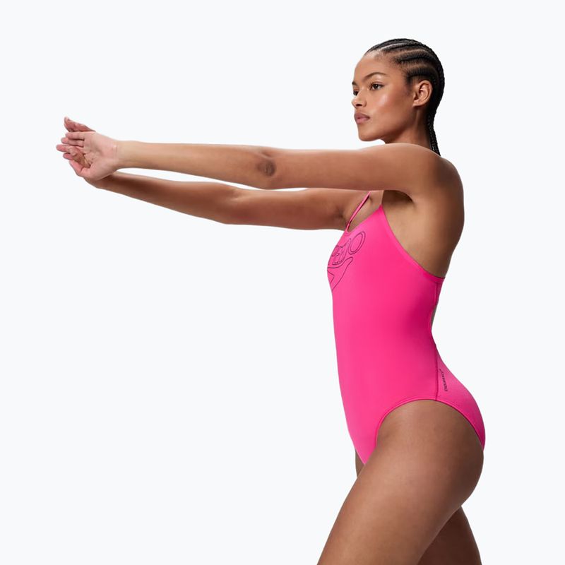 Купальник суцільний жіночий Speedo Endurance+ Logo Thin Strap margarita pink 3