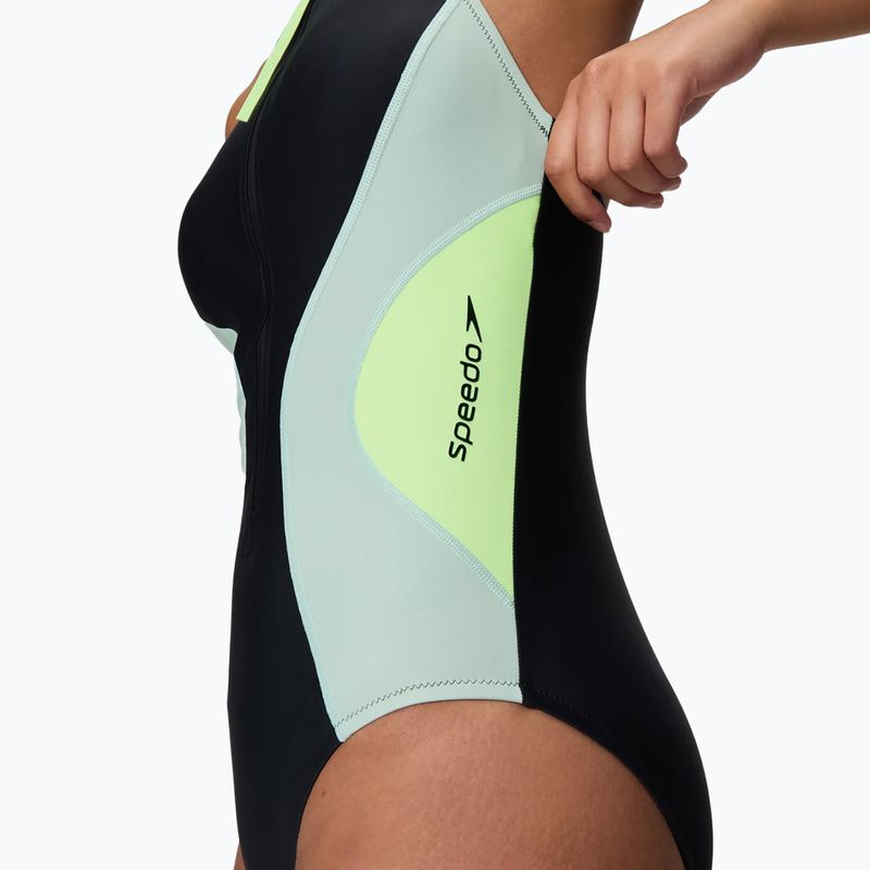 Купальник суцільний жіночий Speedo Ocean Flex Zip black/pale clover 5