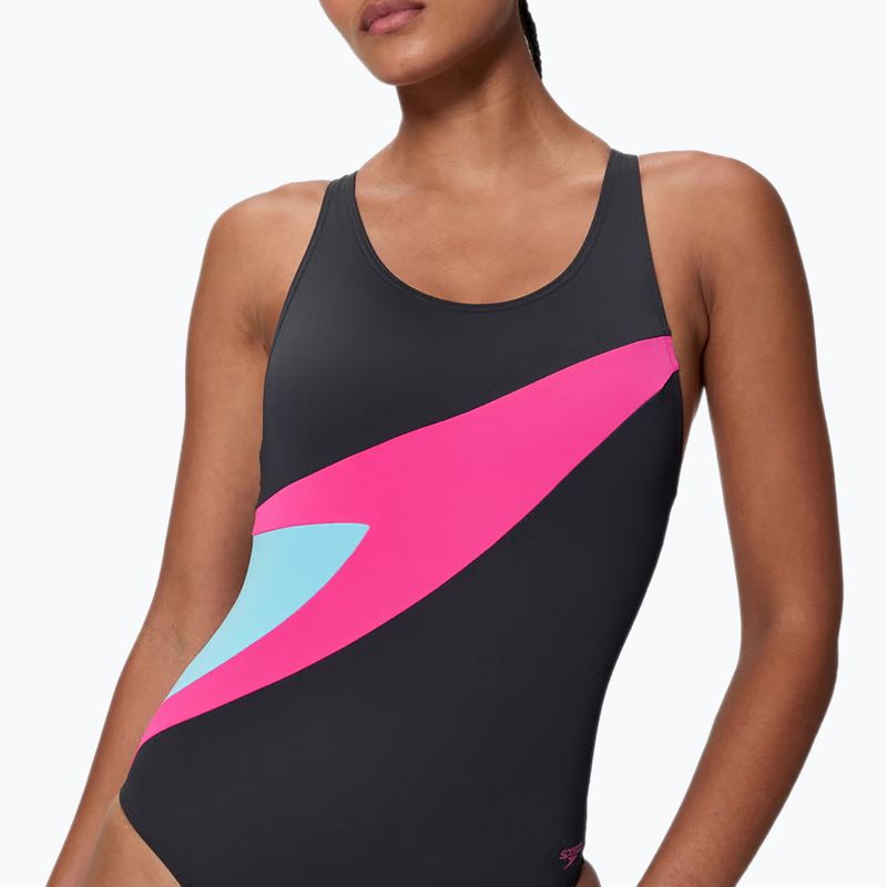 Купальник суцільний жіночий Speedo Hyperboom Butterfly Back anthracite/margarita pink 4
