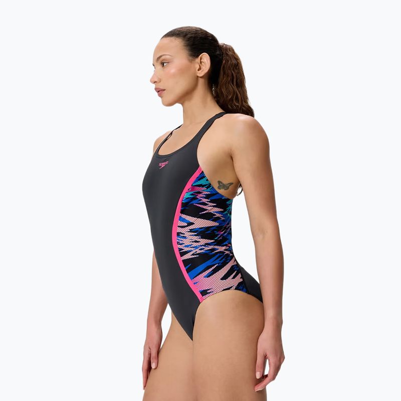Купальник суцільний жіночий Speedo Hyperboom Splice Muscleback anthracite/margarita pink 3
