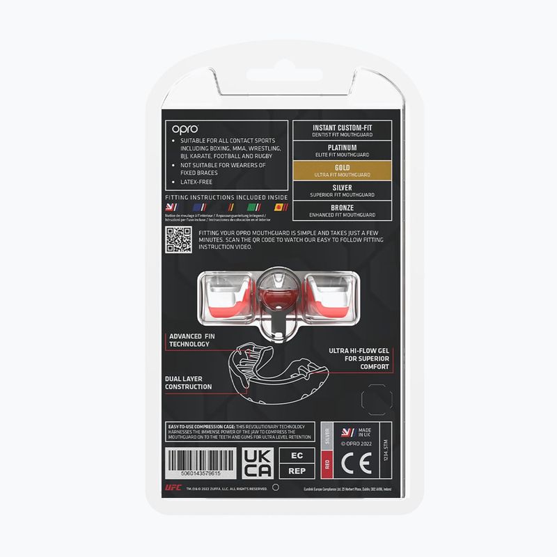 Капа Opro UFC Gold GEN2 red/silver/gold 3