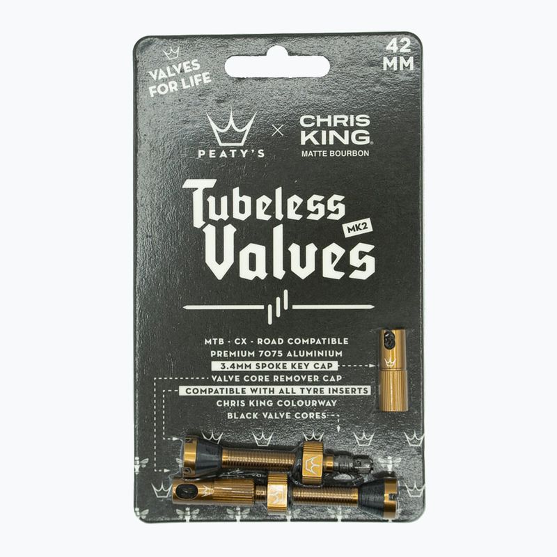 Комплект безтрубних клапанів Peaty's X Chris King MK2 Presta Комплект безтрубних клапанів 42 мм бурбон 2