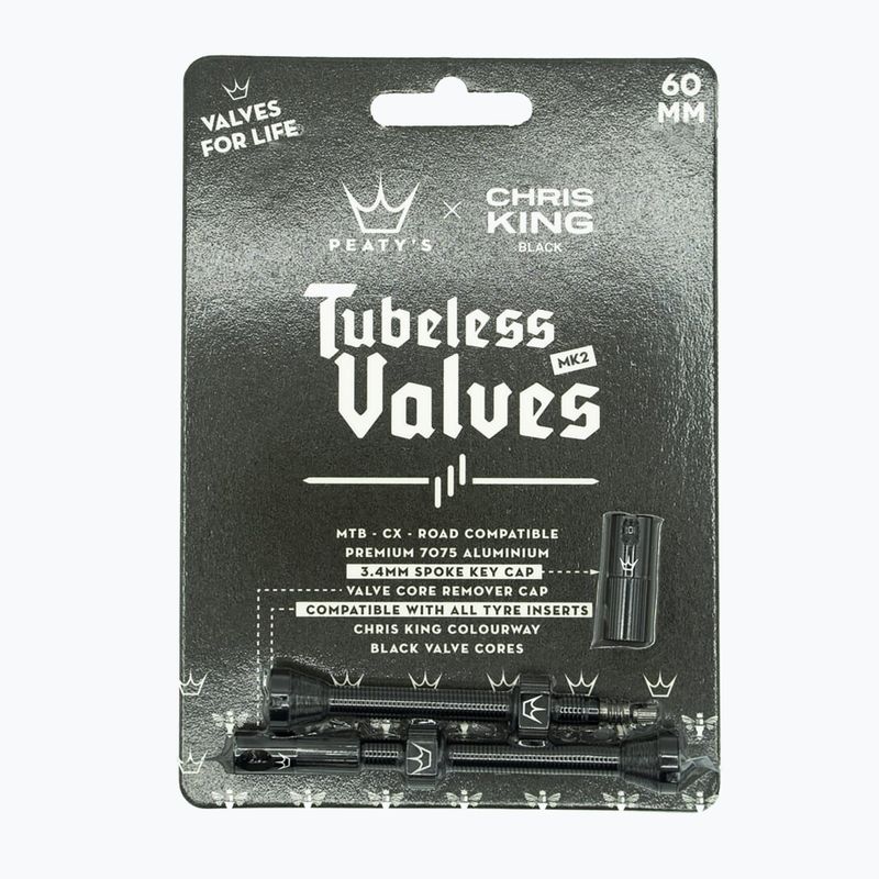 Набір клапанів presta Peaty's X Chris King Mk2 Tubeless Valves PTV2-60-BLK-12 чорний 83782 2