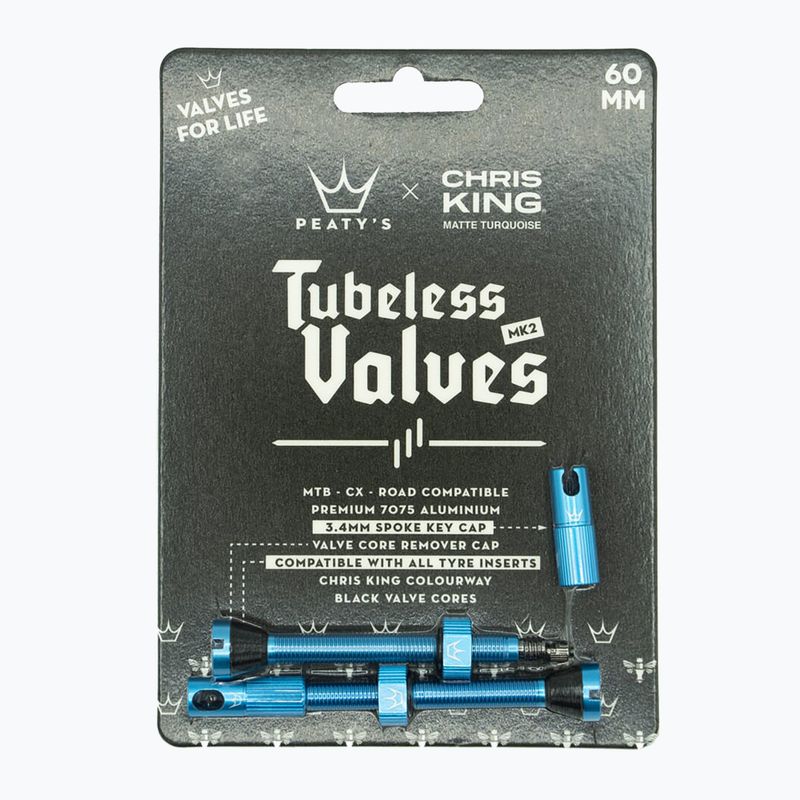 Клапан велосипедний Peaty's X Chris King Mk2 Tubeless Valves PTV2-60-TRQ-12 бірюзовий 83793 2